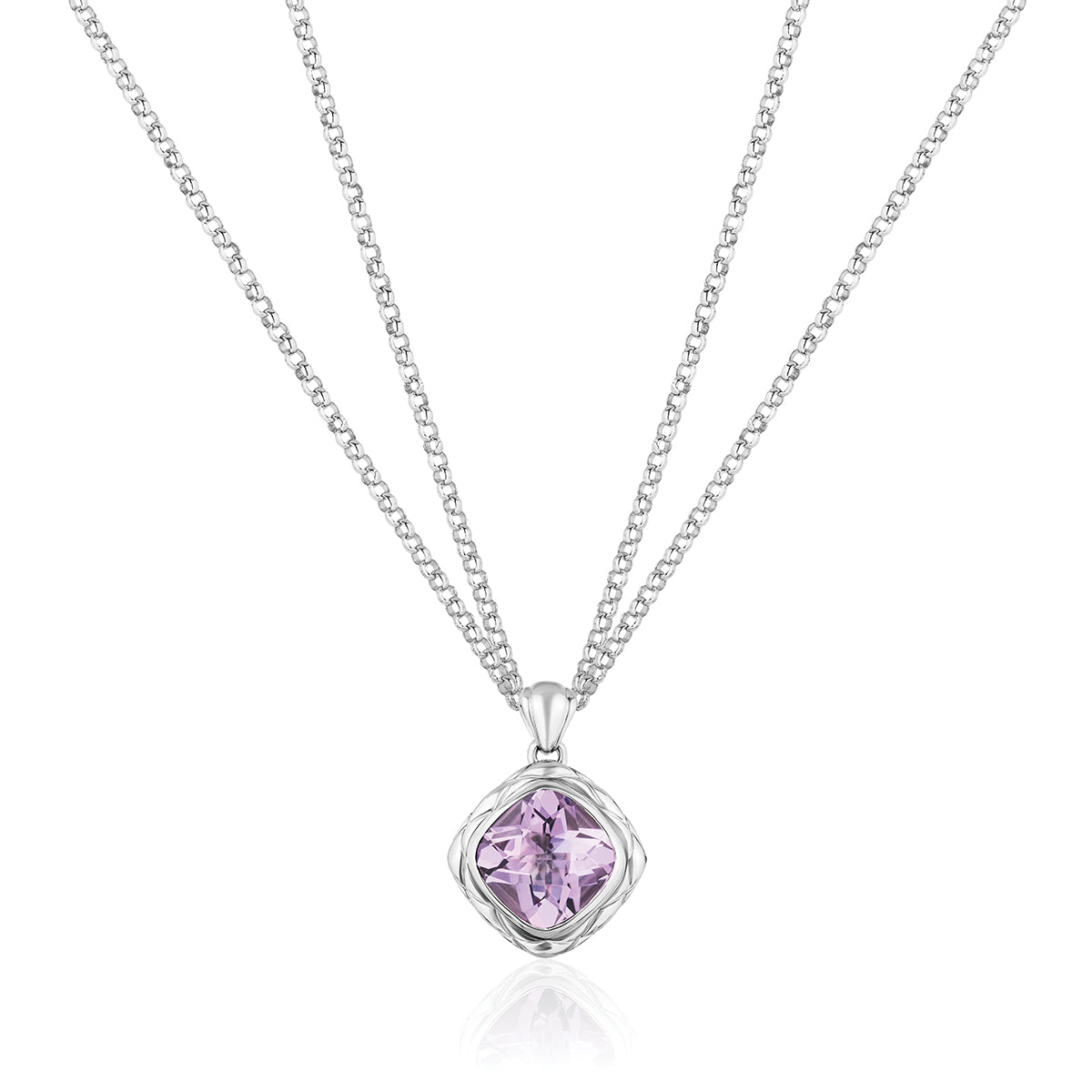 Urban Chic Pendants with Double Chain Necklace | Rose Lavender Amethyst