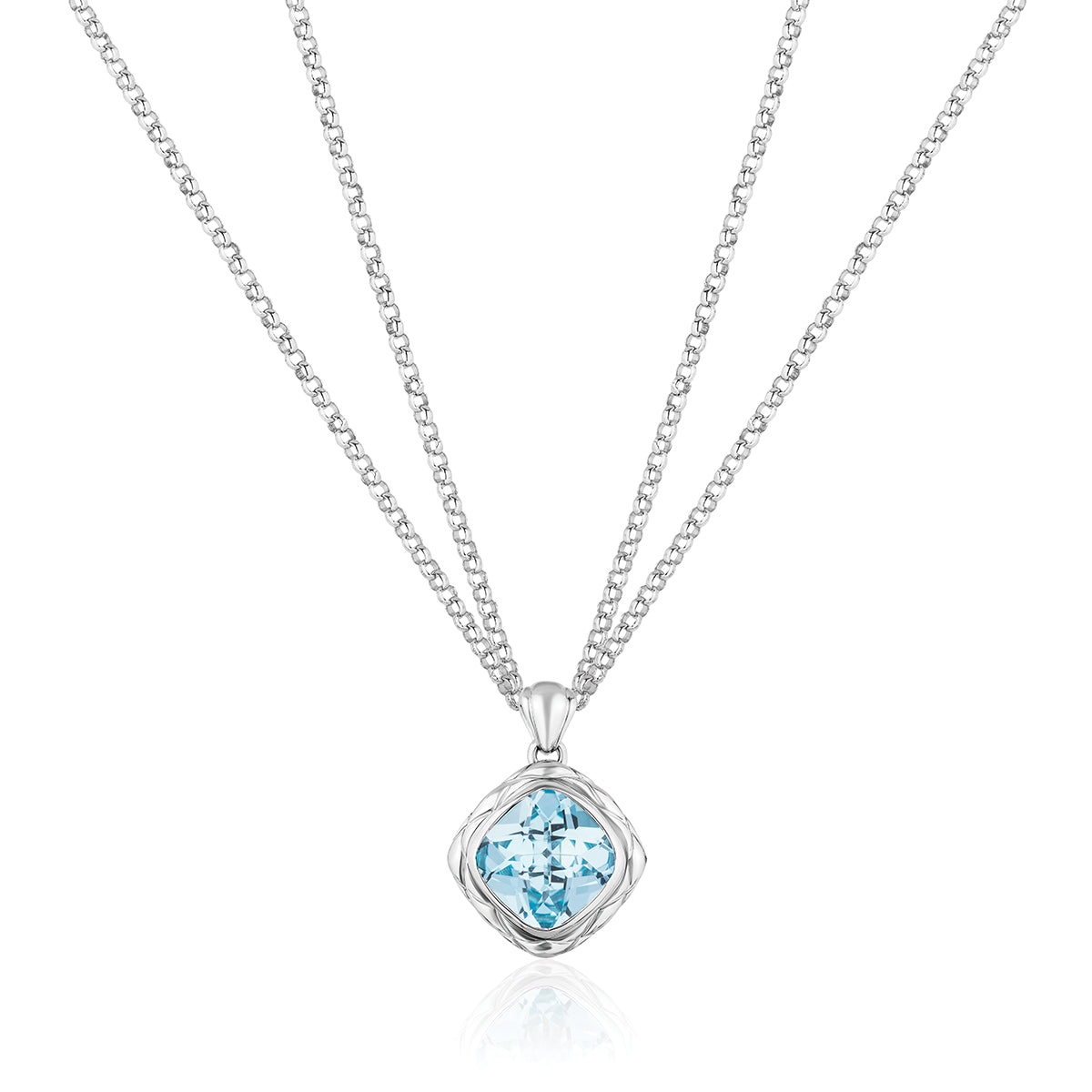Urban Chic Pendants with Double Chain Necklace | Sky Blue Topaz
