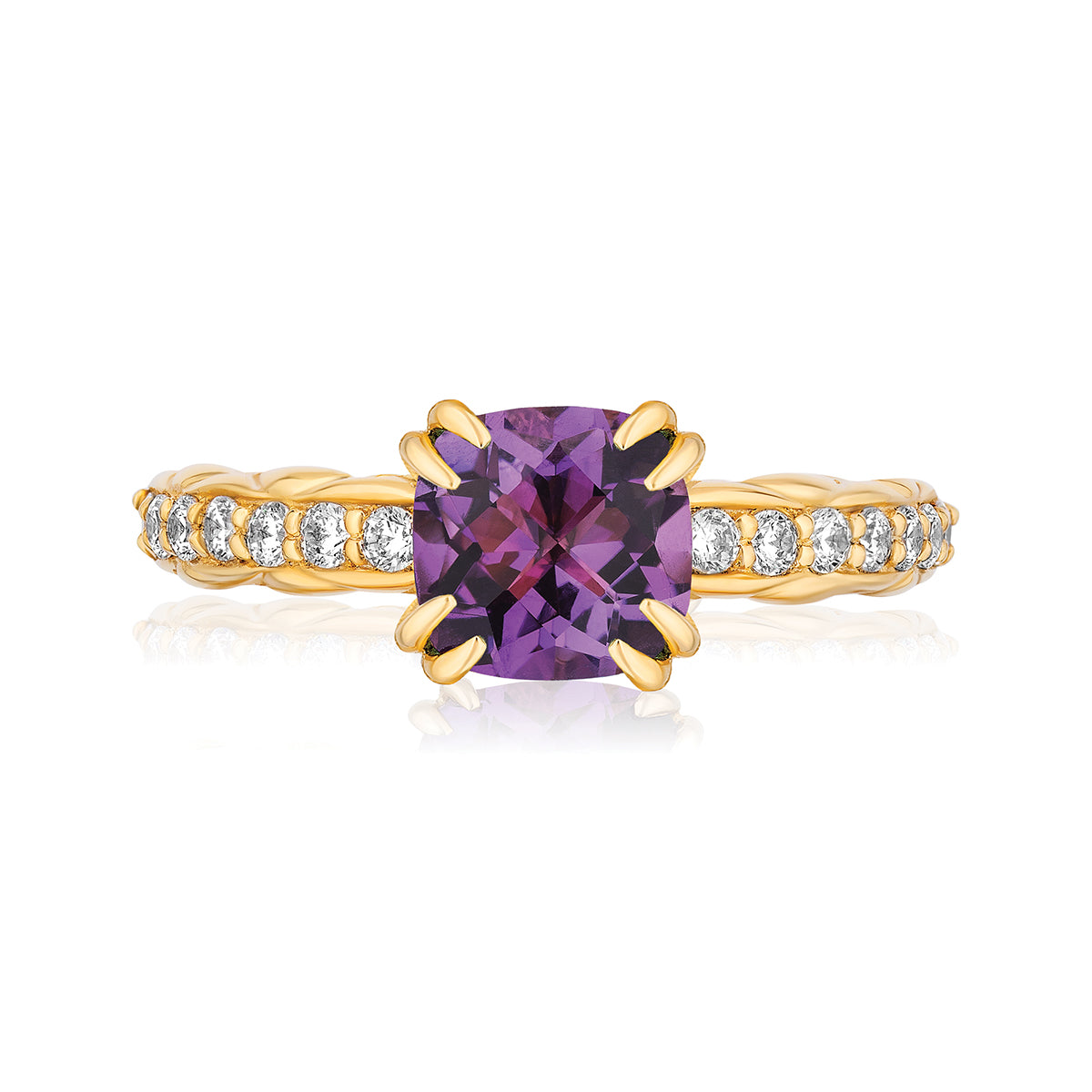 18k Gold Urban Chic Rings with Diamonds | Amethyst
