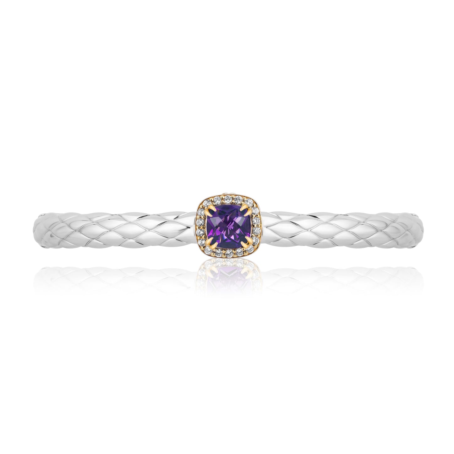 Urban Chic Bangle Bracelets with 18k Gold and Diamonds | Amethyst