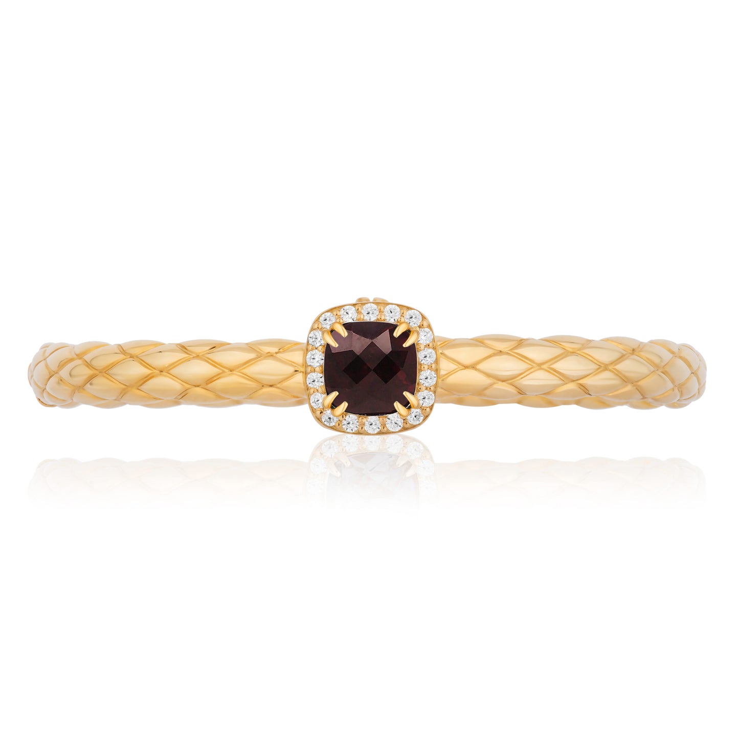 Urban Chic 18k Gold Bangle Bracelets with Diamonds | Garnet