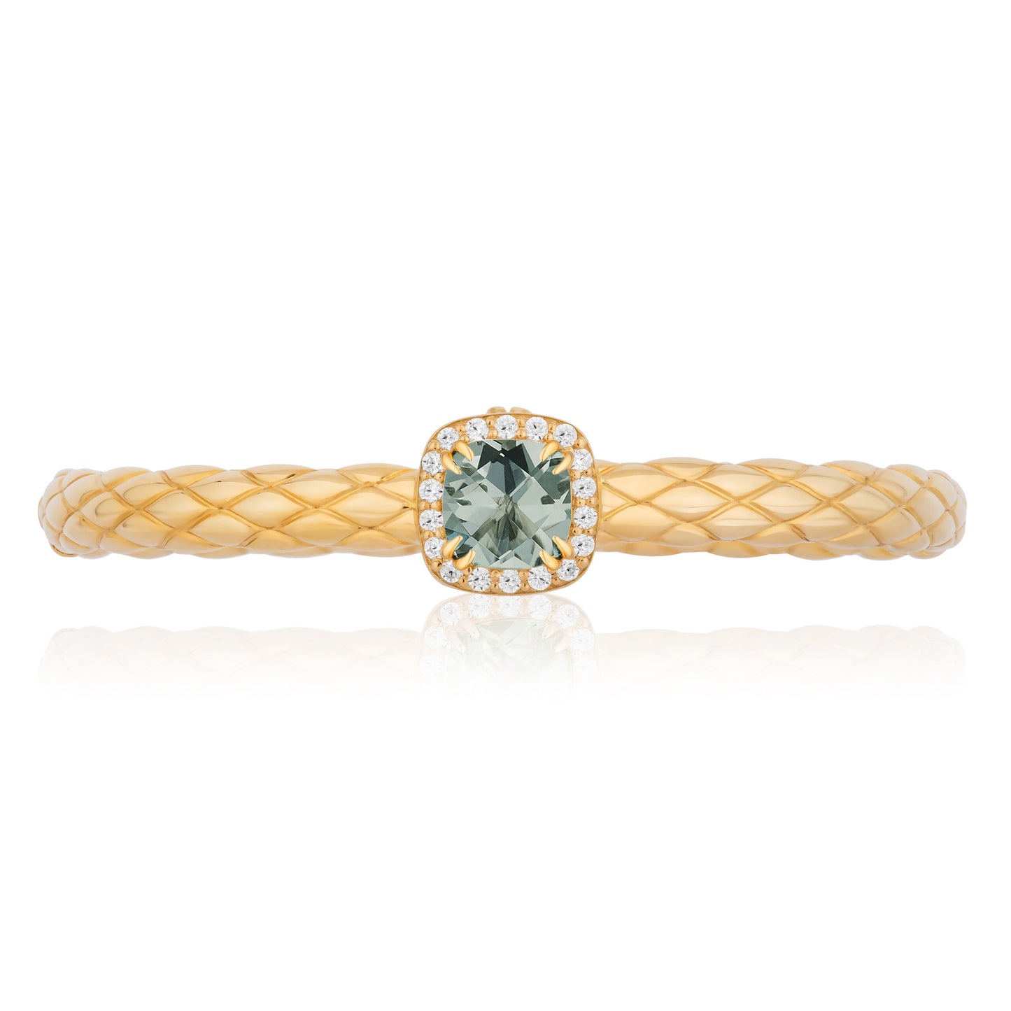 Urban Chic 18k Gold Bangle Bracelets with Diamonds | Prasiolite