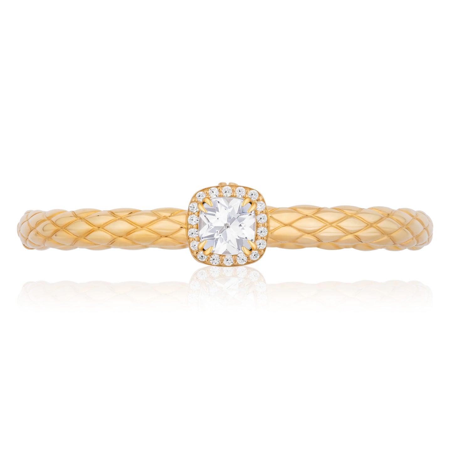 Urban Chic 18k Gold Bangle Bracelets with Diamonds | White Topaz