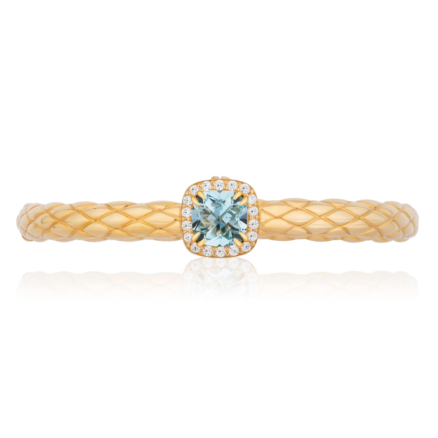 Urban Chic 18k Gold Bangle Bracelets with Diamonds | Aquamarine