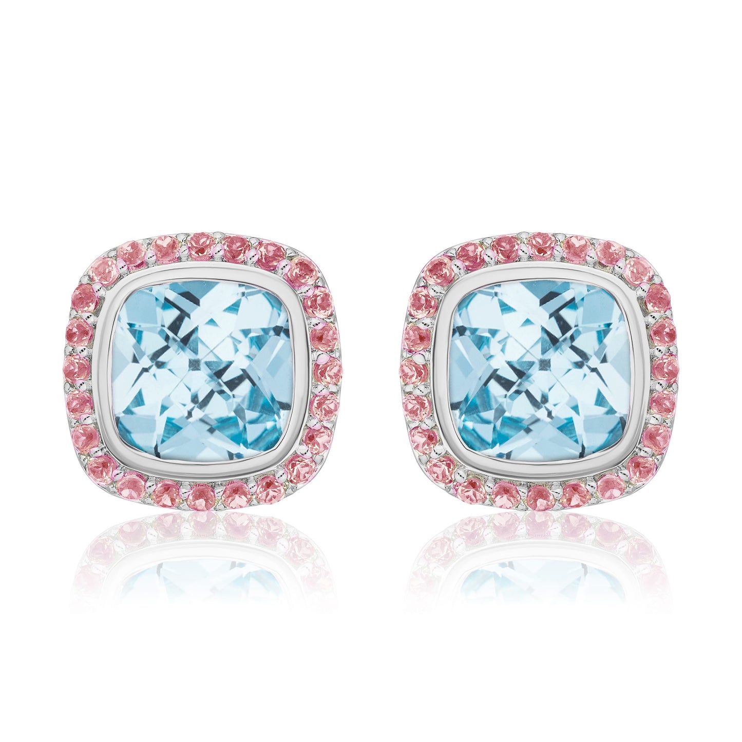 Timeless Studs | Sky Blue Topaz with Pink Tourmaline