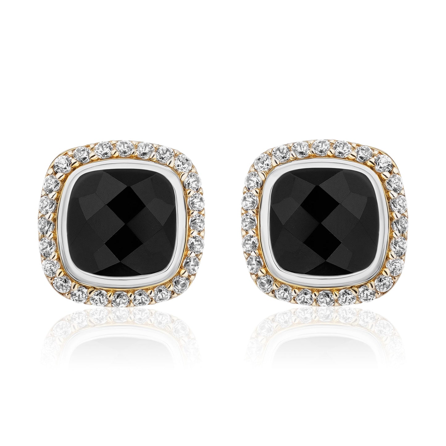 Timeless Studs with 18K Gold and Diamonds | Black Onyx