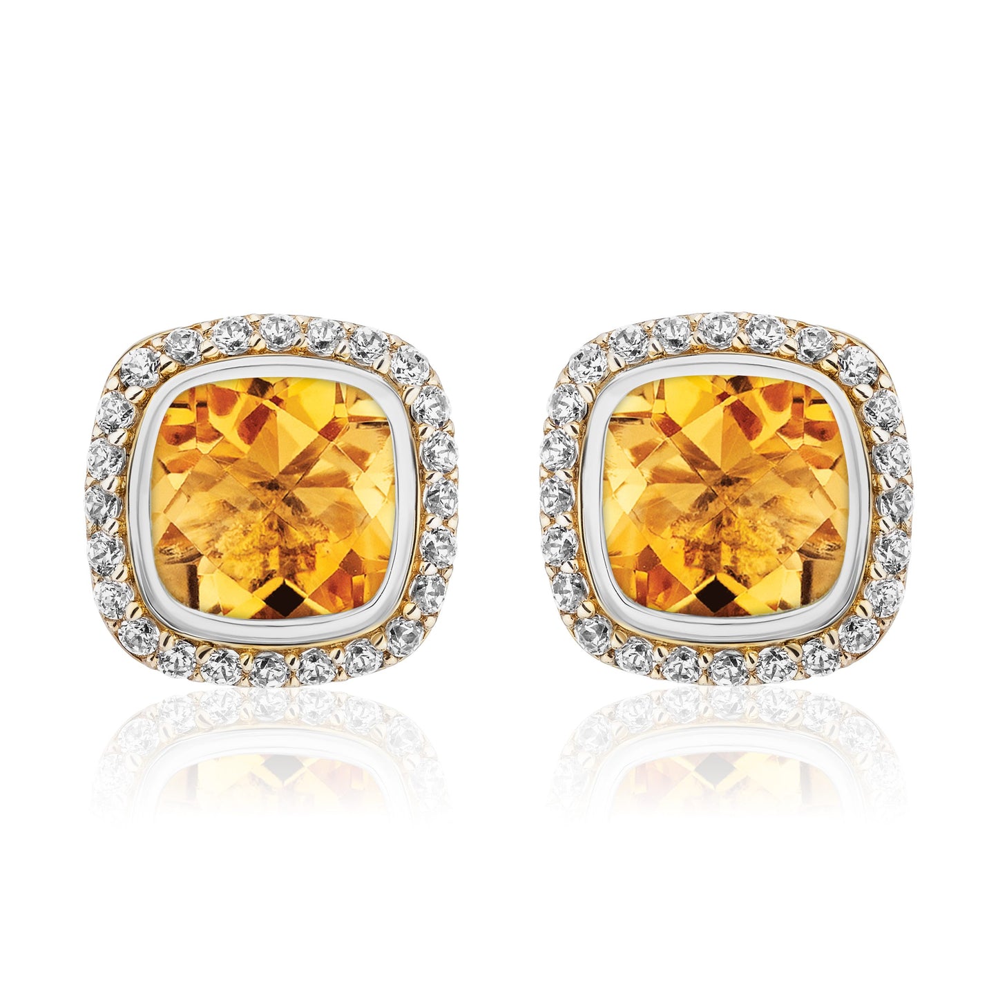 Timeless Studs with 18K Gold and Diamonds | Citrine