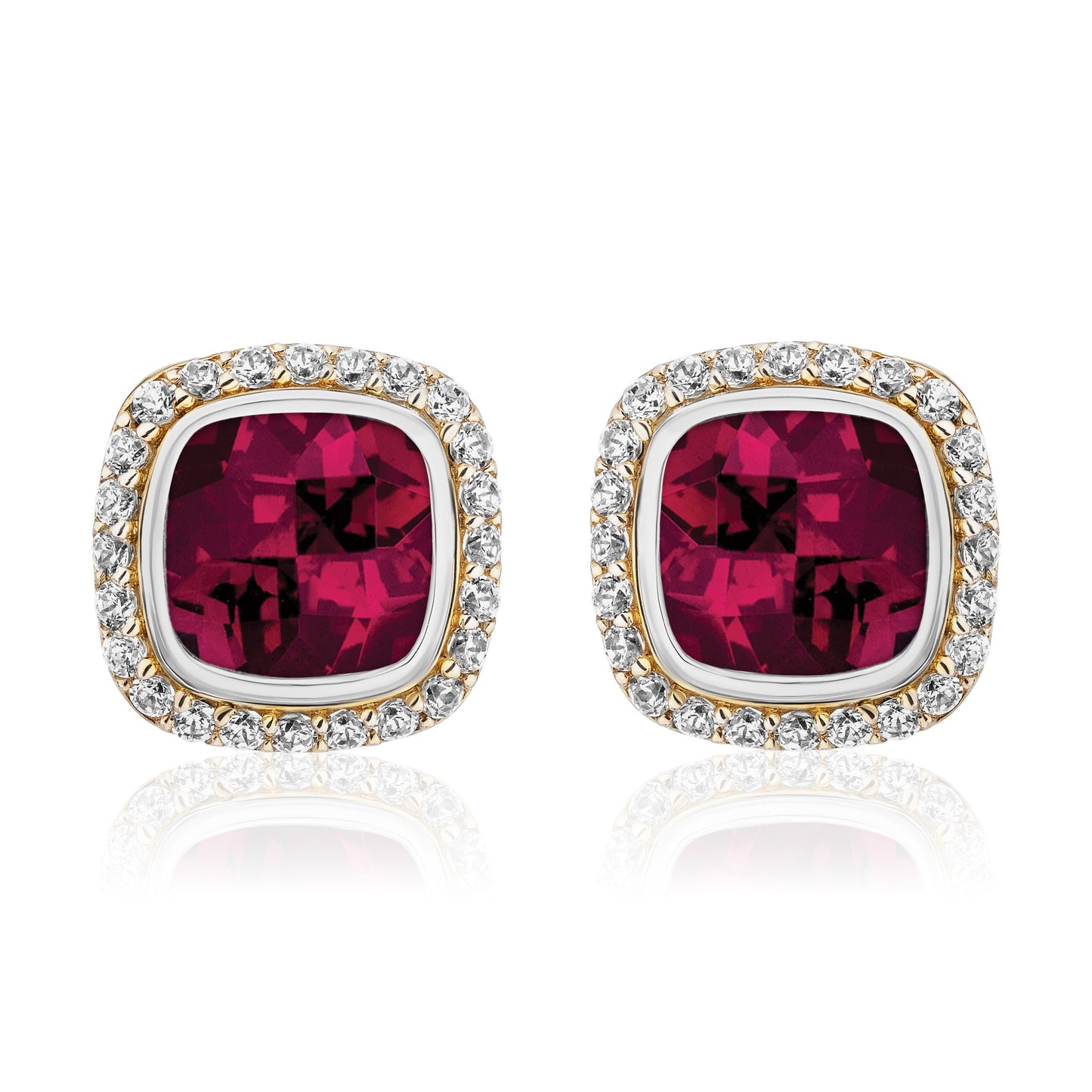 Timeless Studs with 18K Gold and Diamonds | Rhodolite