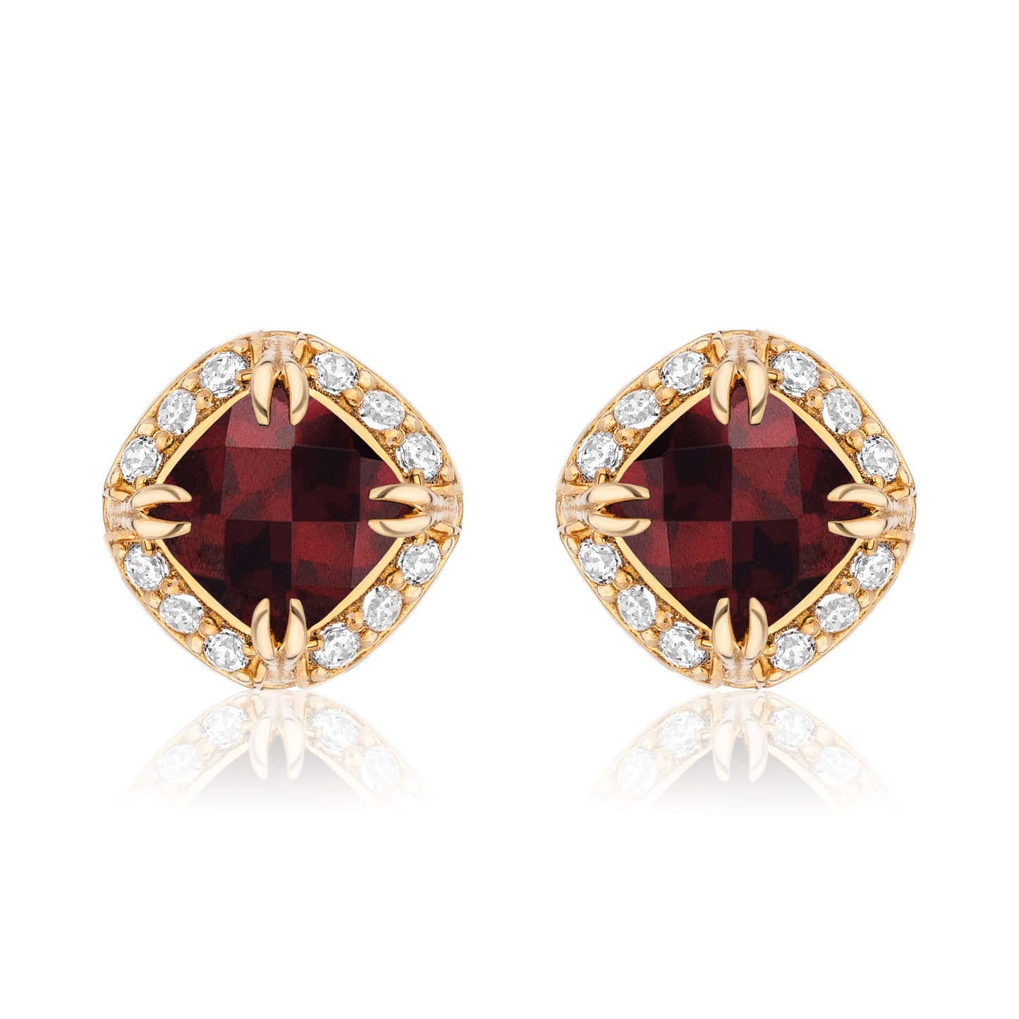 Urban Chic 18K Gold Studs with Diamonds | Garnet