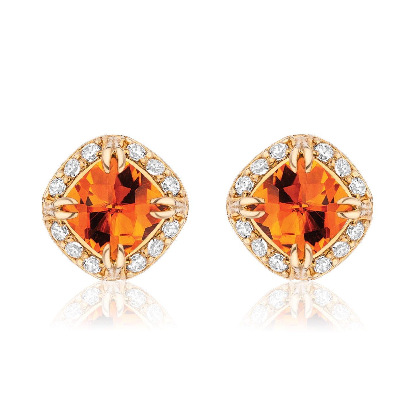 Urban Chic 18K Gold Studs with Diamonds | Madeira Citrine