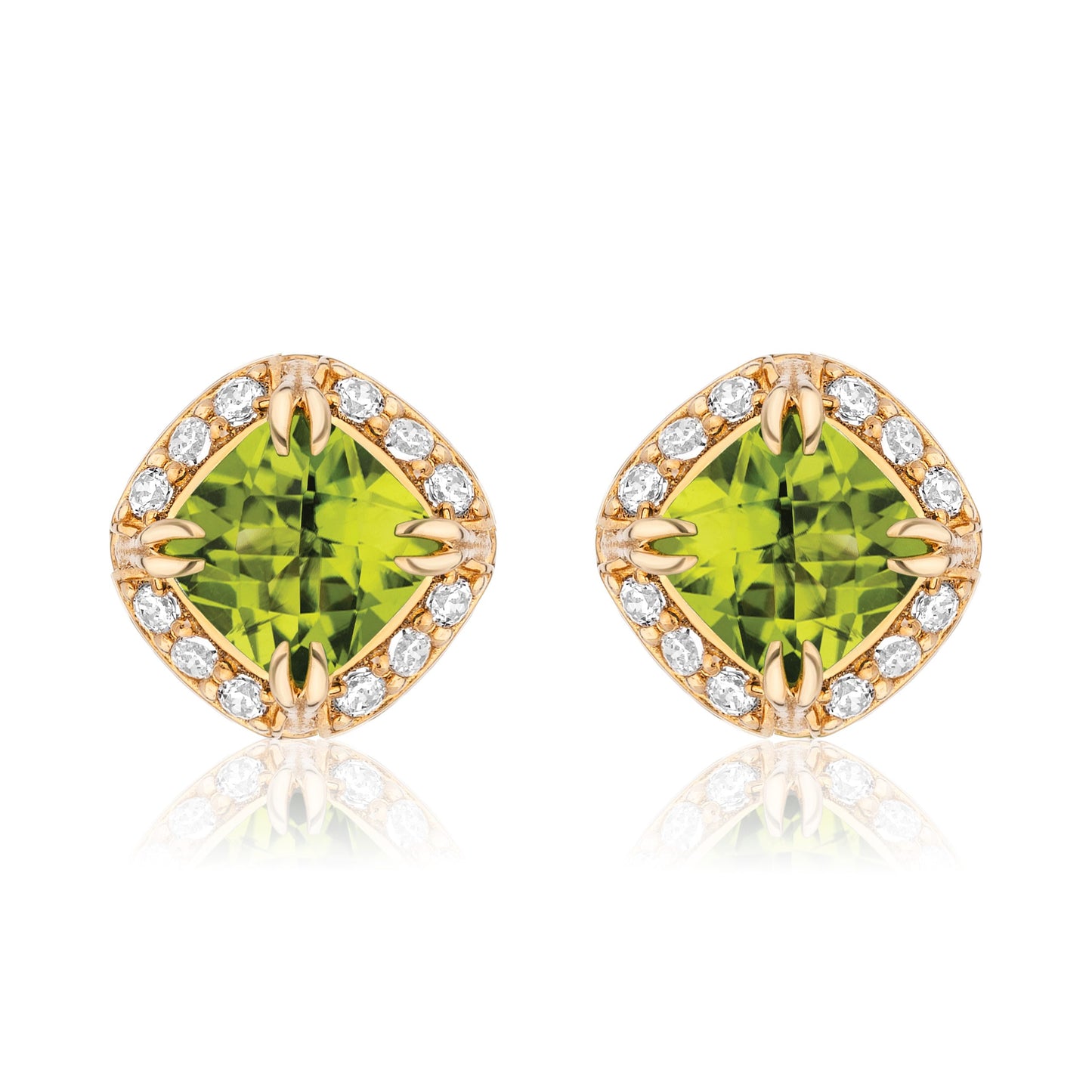 Urban Chic 18K Gold Studs with Diamonds | Peridot