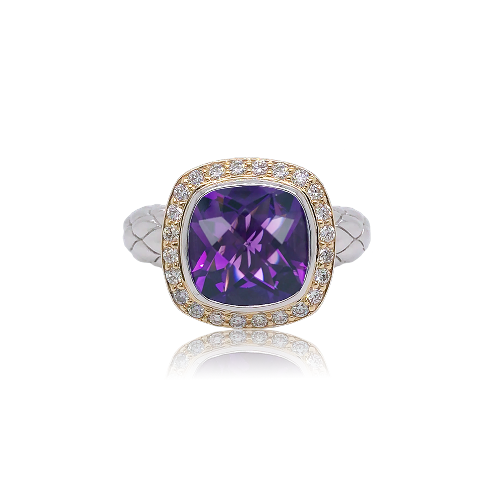 Timeless Ring with 18k Gold & Diamonds | Amethyst