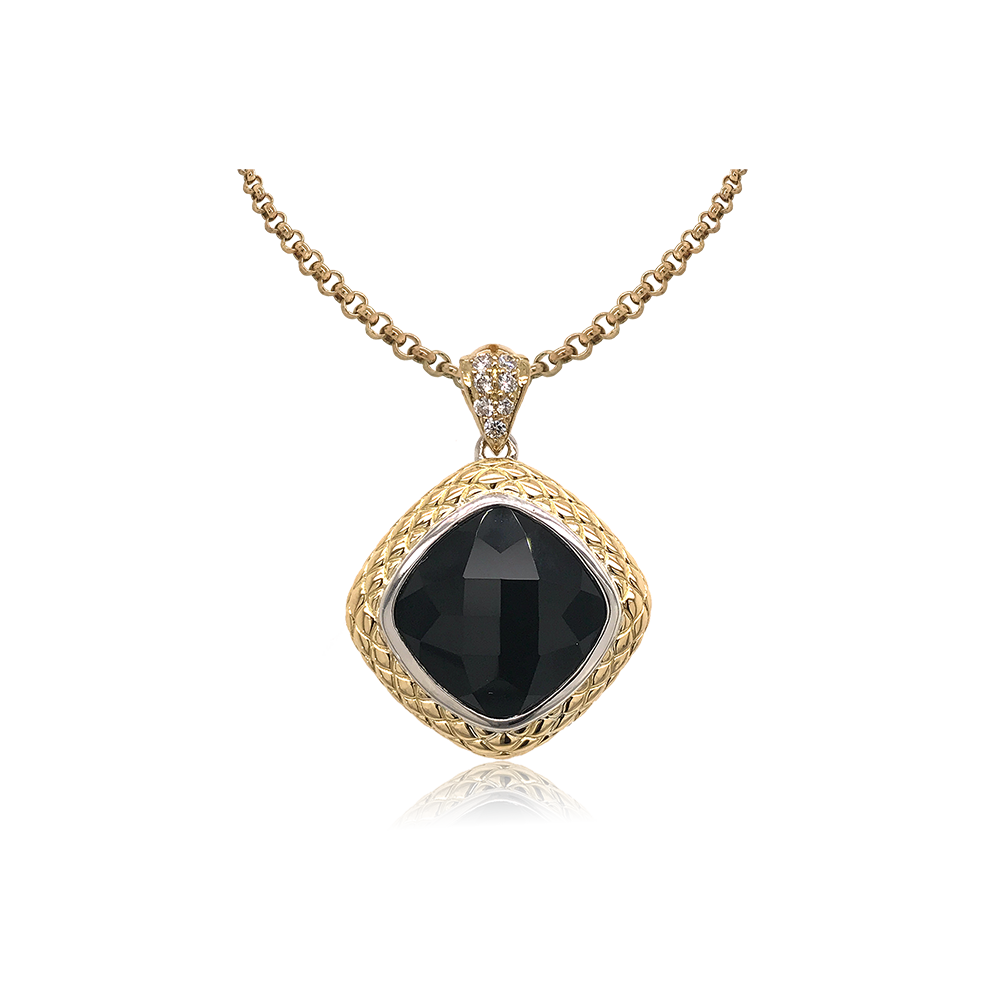 Timeless Pendant with 18k Gold & Diamonds | Black Onyx