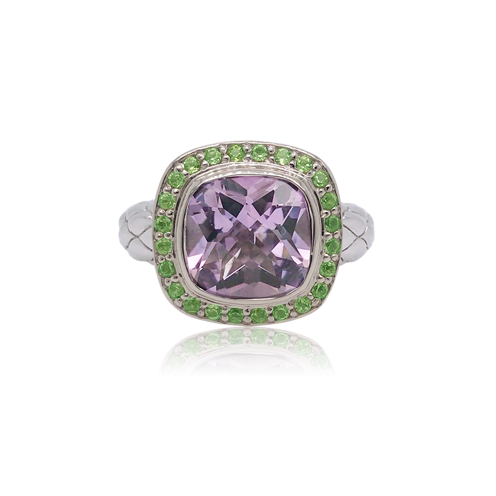Timeless Ring Accented with 18k Gold | Rose Lavender Amethyst with Peridot