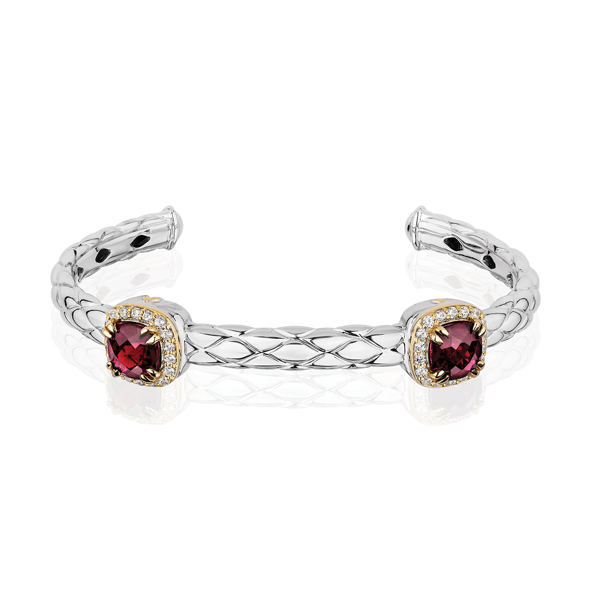 Urban Chic Bracelets with 18k Gold & Diamonds | Raspberry Rhodolite