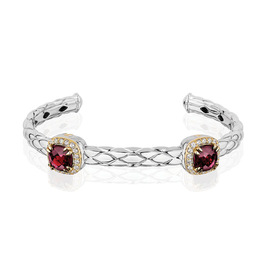 Urban Chic Bracelets with 18k Gold & Diamonds | Raspberry Rhodolite