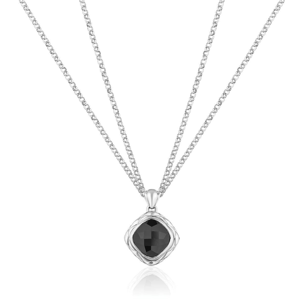 Urban Chic Pendants with Double Chain Necklace | Black Onyx