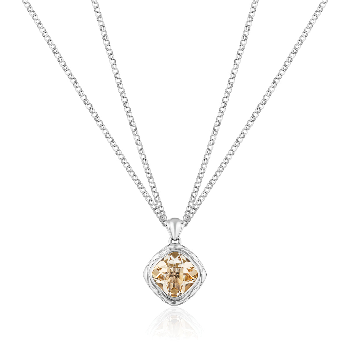 Urban Chic Pendants with Double Chain Necklace | Champagne Citrine