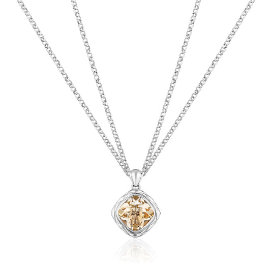 Urban Chic Pendants with Double Chain Necklace | Champagne Citrine