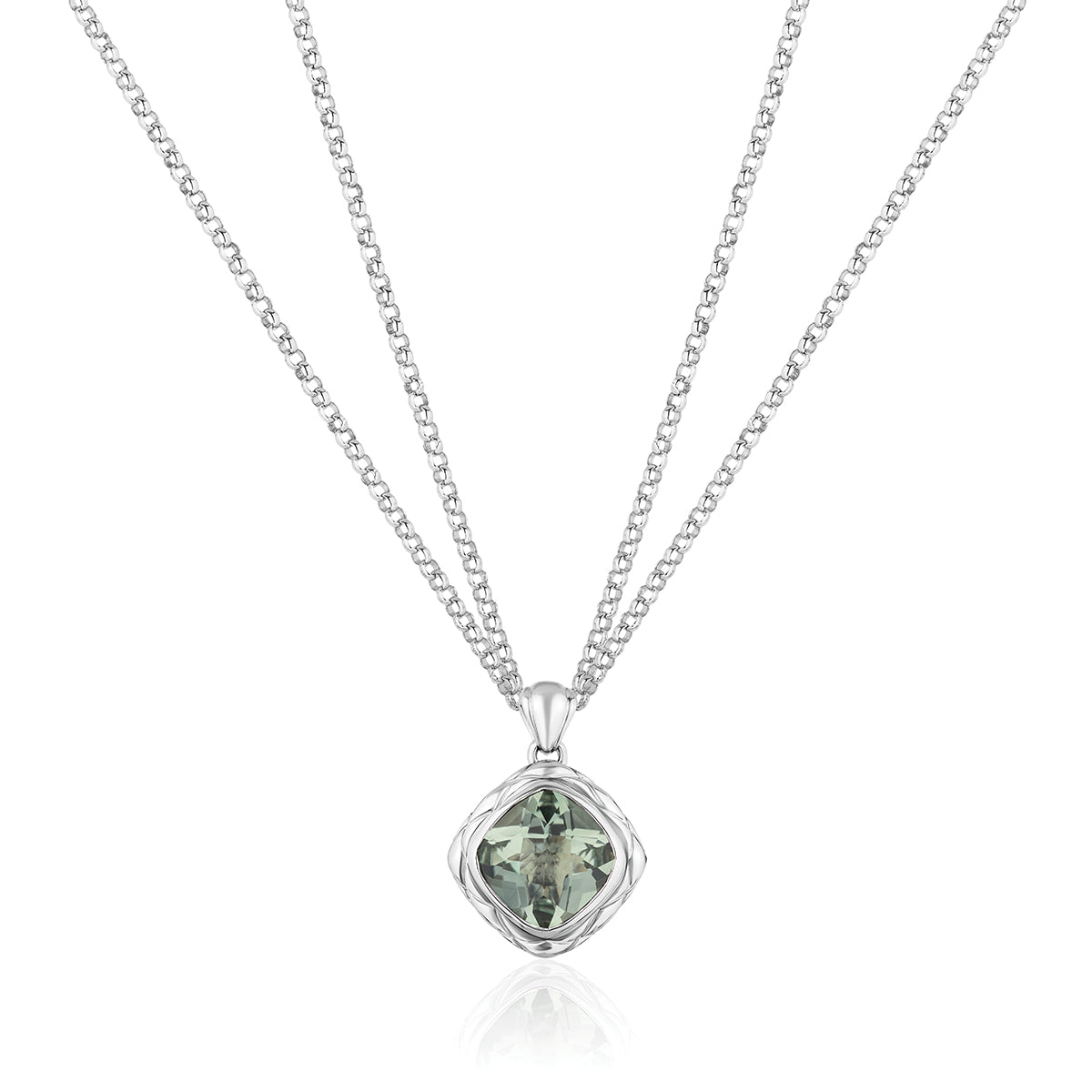 Urban Chic Pendants with Double Chain Necklace | Prasiolite