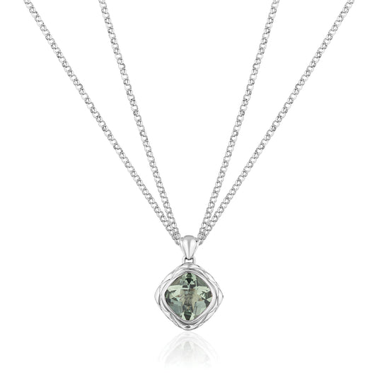 Urban Chic Pendants with Double Chain Necklace | Prasiolite