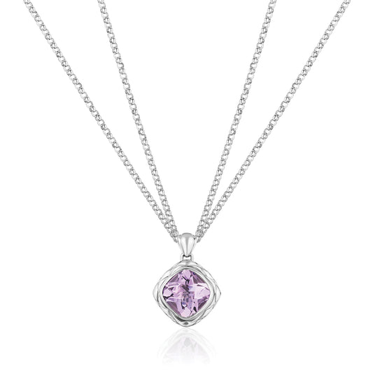 Urban Chic Pendants with Double Chain Necklace | Rose Lavender Amethyst