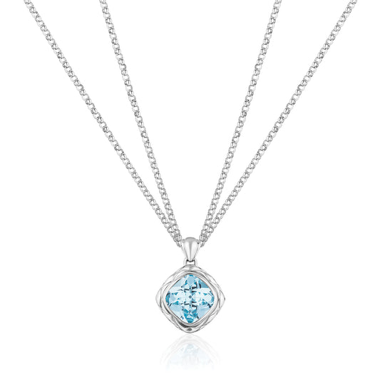 Urban Chic Pendants with Double Chain Necklace | Sky Blue Topaz