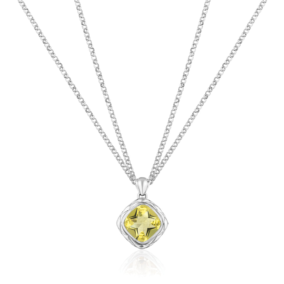Urban Chic Pendants with Double Chain Necklace | Lemon Quartz