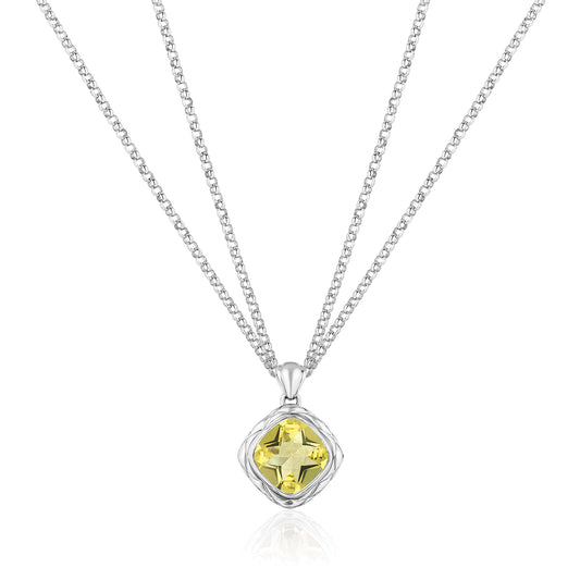 Urban Chic Pendants with Double Chain Necklace | Lemon Quartz