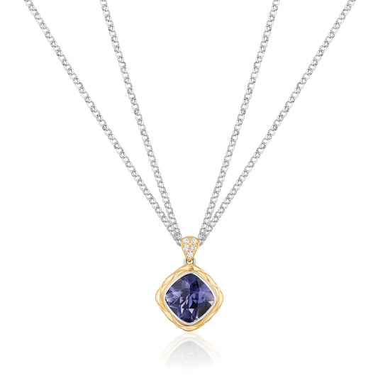 Urban Chic Pendants with 18k Gold, Diamonds & Double Chain Necklace | Iolite