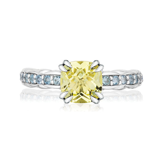 Urban Chic Rings accented with 18k Gold | Lemon Quartz with Aquamarine