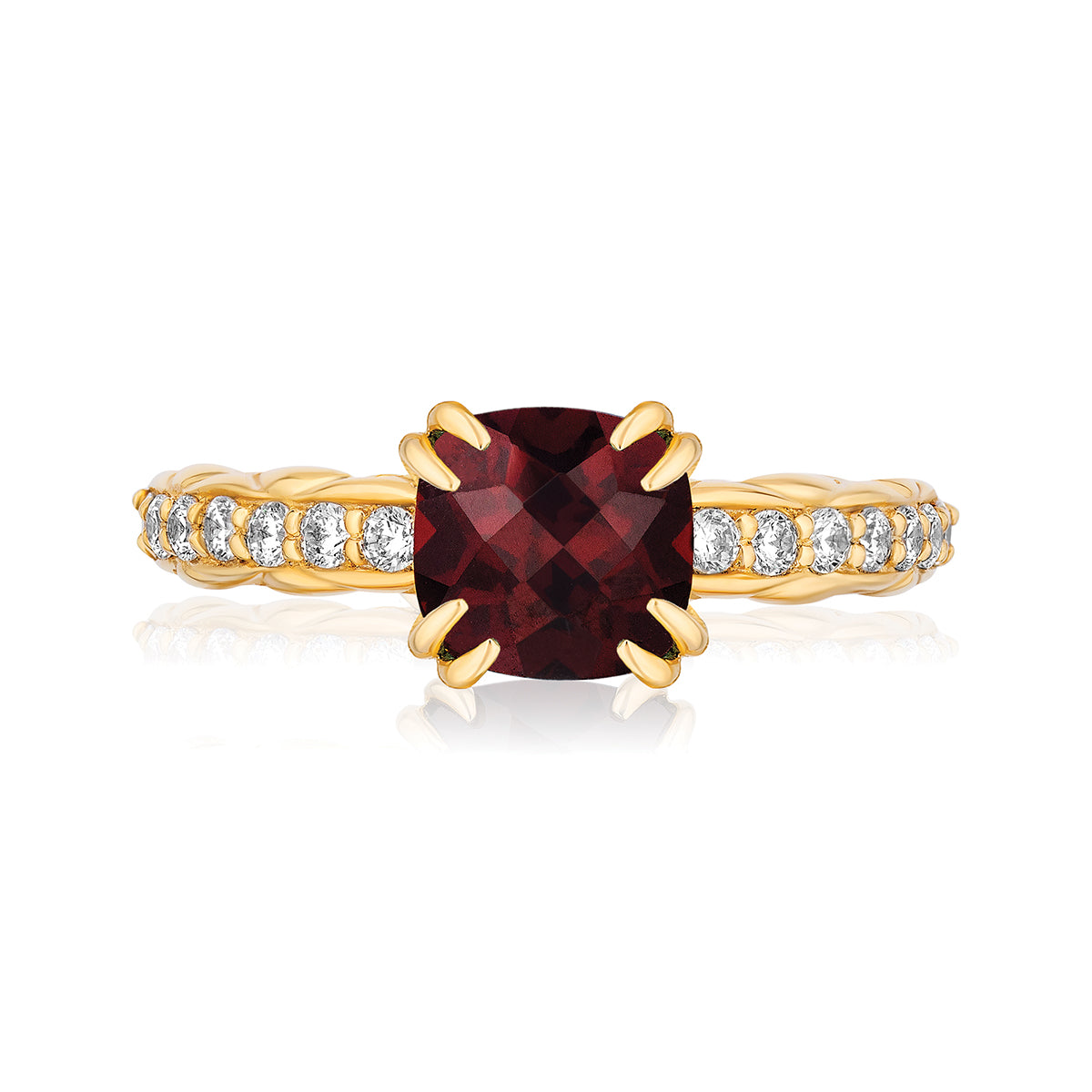 18k Gold Urban Chic Rings with Diamonds | Garnet