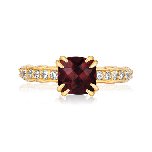 18k Gold Urban Chic Rings with Diamonds | Garnet