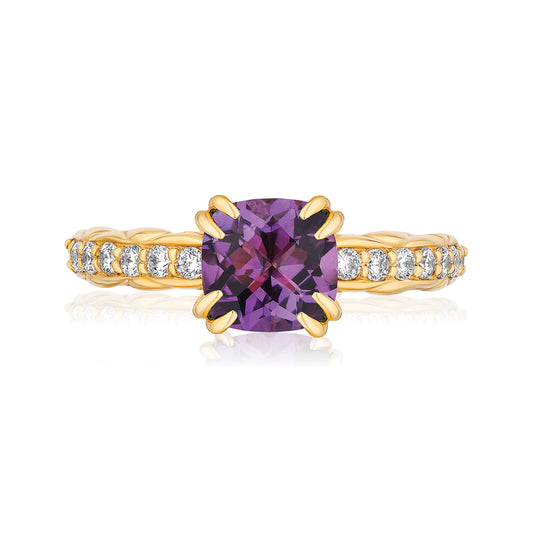 18k Gold Urban Chic Rings with Diamonds | Amethyst