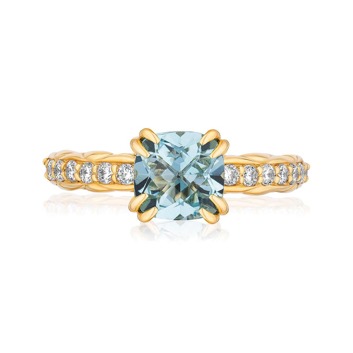 18k Gold Urban Chic Rings with Diamonds | Aquamarine