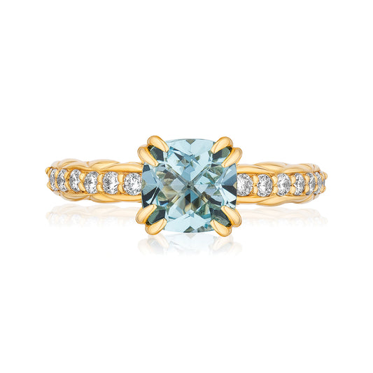 18k Gold Urban Chic Rings with Diamonds | Aquamarine