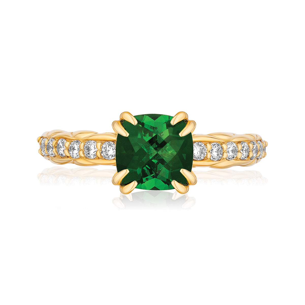 18k Gold Urban Chic Rings with Diamonds | Green Tourmaline