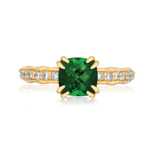 18k Gold Urban Chic Rings with Diamonds | Green Tourmaline