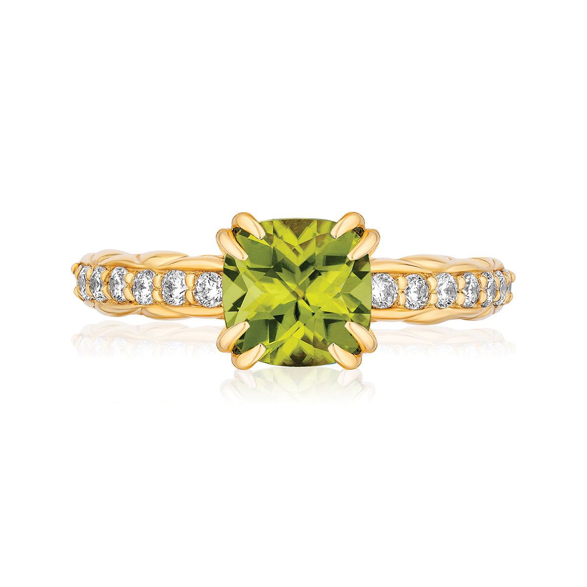 18k Gold Urban Chic Rings with Diamonds | Peridot