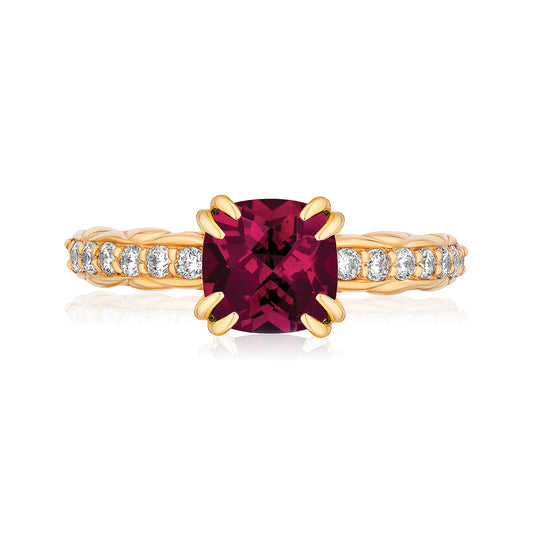 18k Gold Urban Chic Rings with Diamonds | Rhodolite