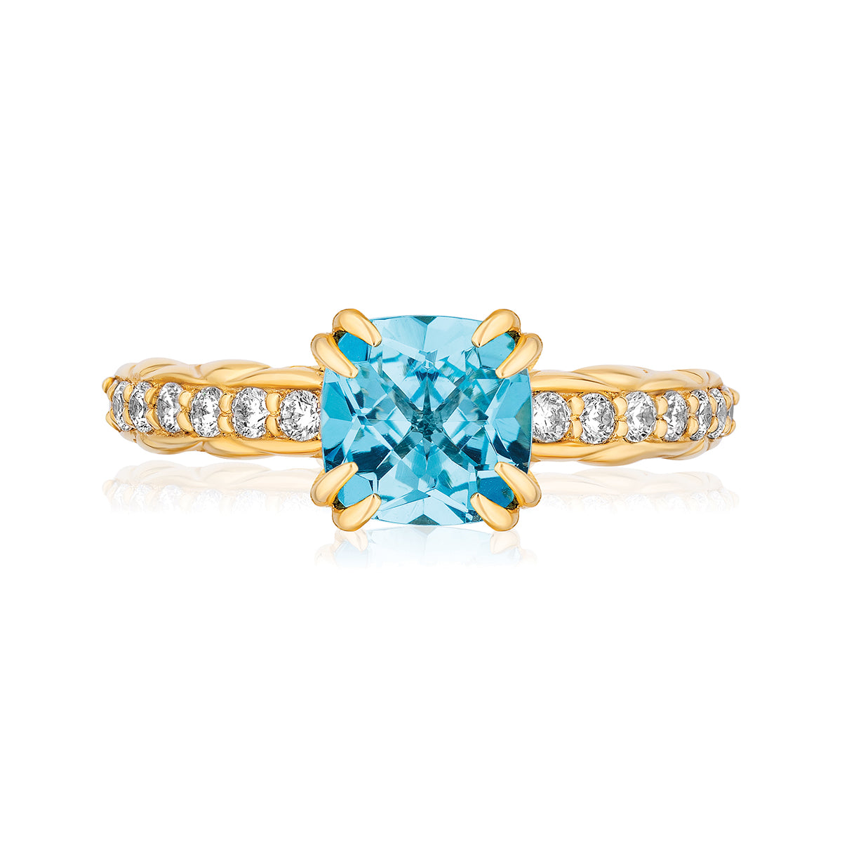 18k Gold Urban Chic Rings with Diamonds | Swiss Blue Topaz