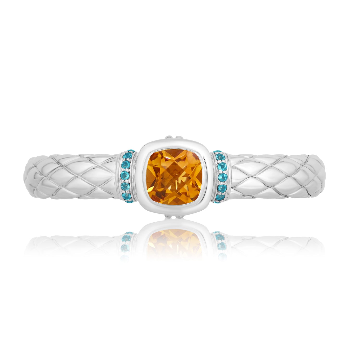 Timeless Bangle Bracelets accented with 18k Gold | Citrine with Aquamarine