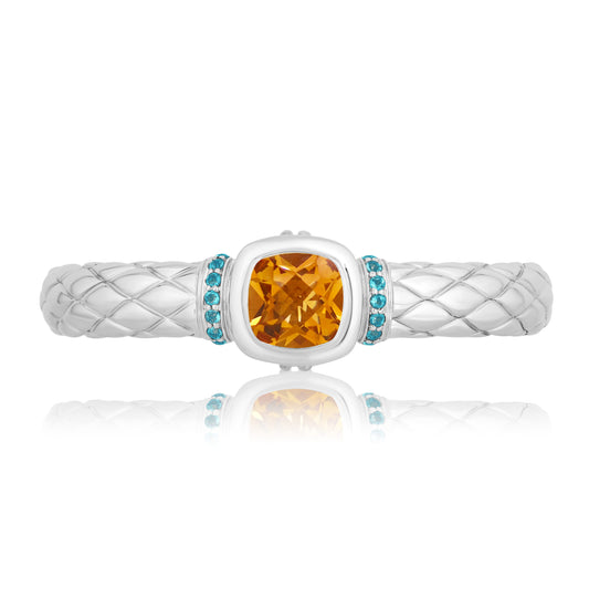 Timeless Bangle Bracelets accented with 18k Gold | Citrine with Aquamarine