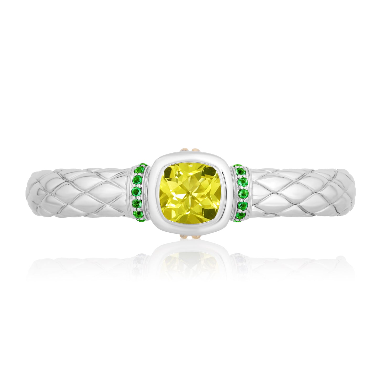Timeless Bangle Bracelets accented with 18k Gold | Lemon Citrine with Chrome Diopside