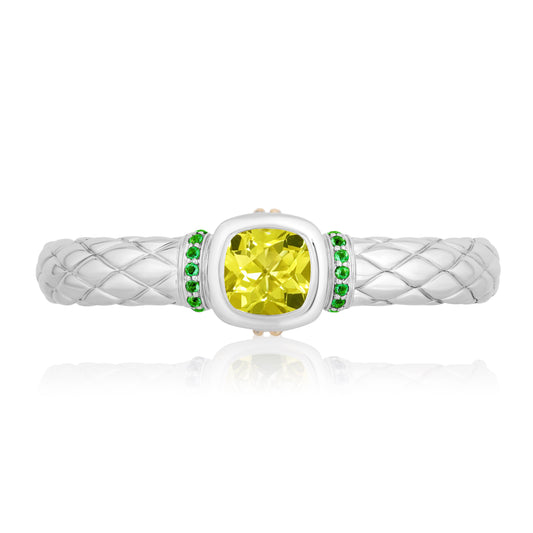 Timeless Bangle Bracelets accented with 18k Gold | Lemon Citrine with Chrome Diopside