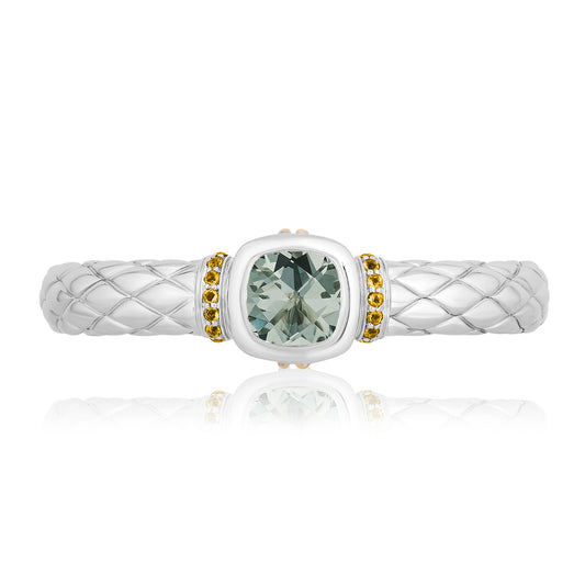 Timeless Bangle Bracelets accented with 18k Gold | Prasiolite with Madeira Citrine