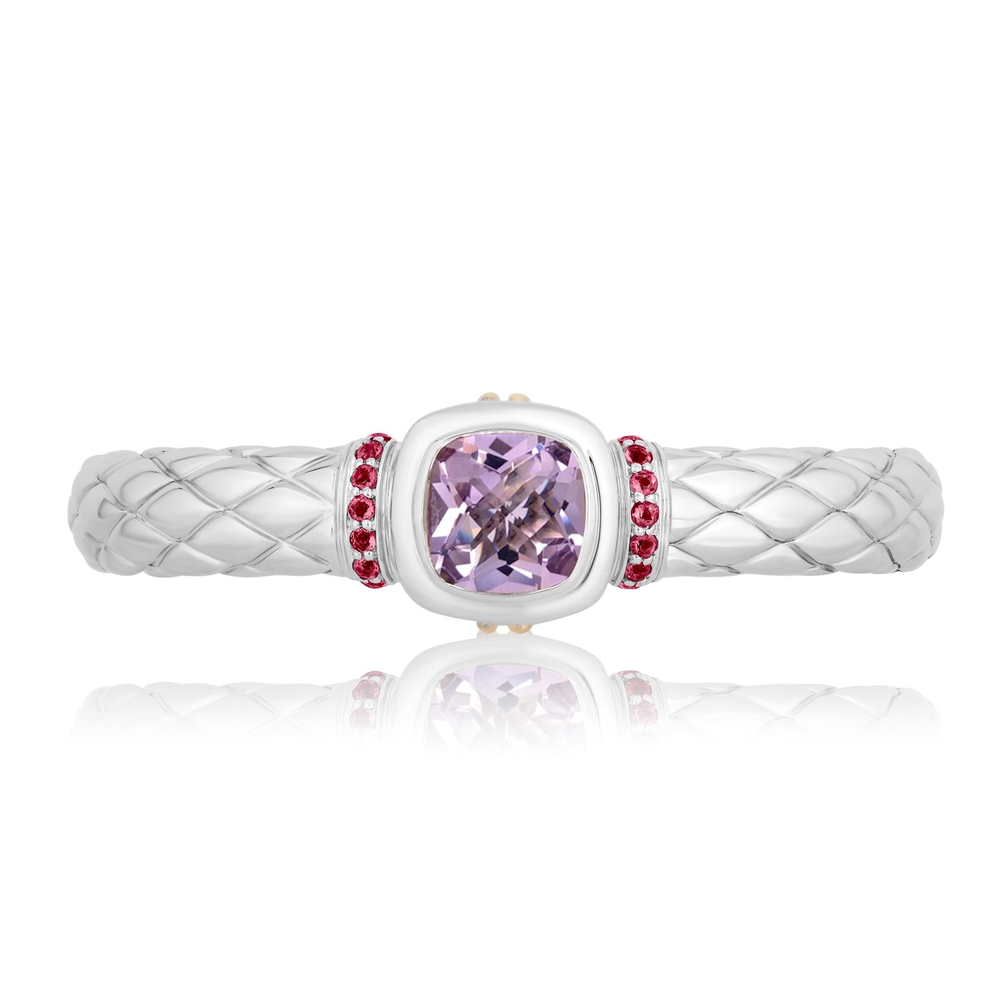 Timeless Bangle Bracelets accented with 18k Gold | Rose Lavender Amethyst with Rhodolite