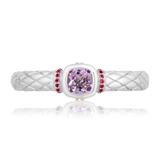Timeless Bangle Bracelets accented with 18k Gold | Rose Lavender Amethyst with Rhodolite