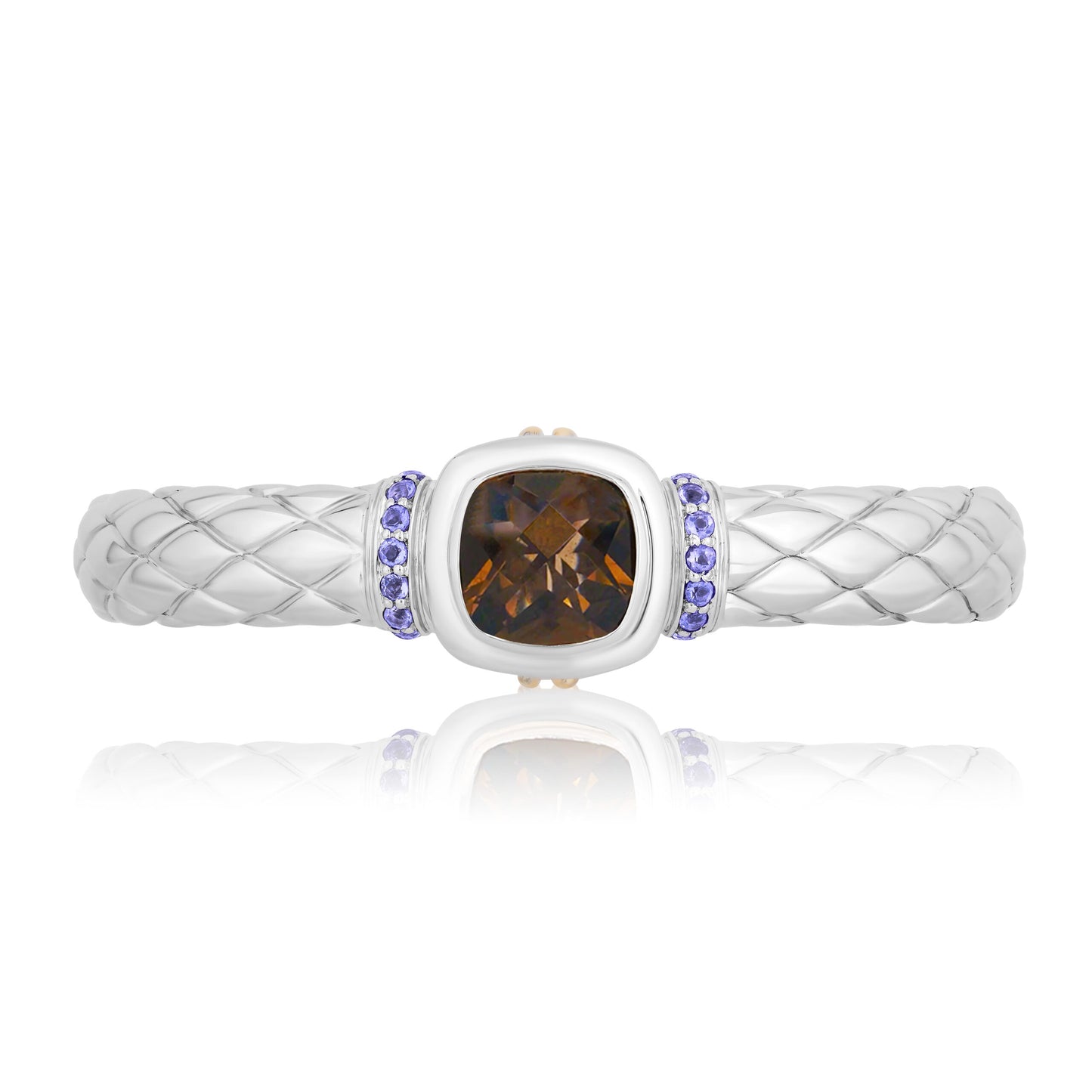 Timeless Bangle Bracelets accented with 18k Gold | Smokey Quartz with Iolite