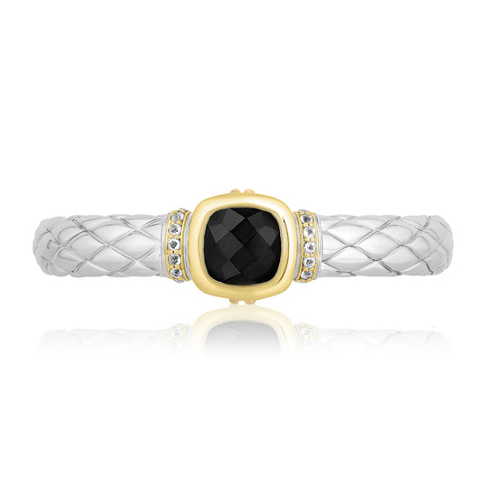 Timeless Bangle Bracelets with 18k Gold and Diamonds | Black Onyx